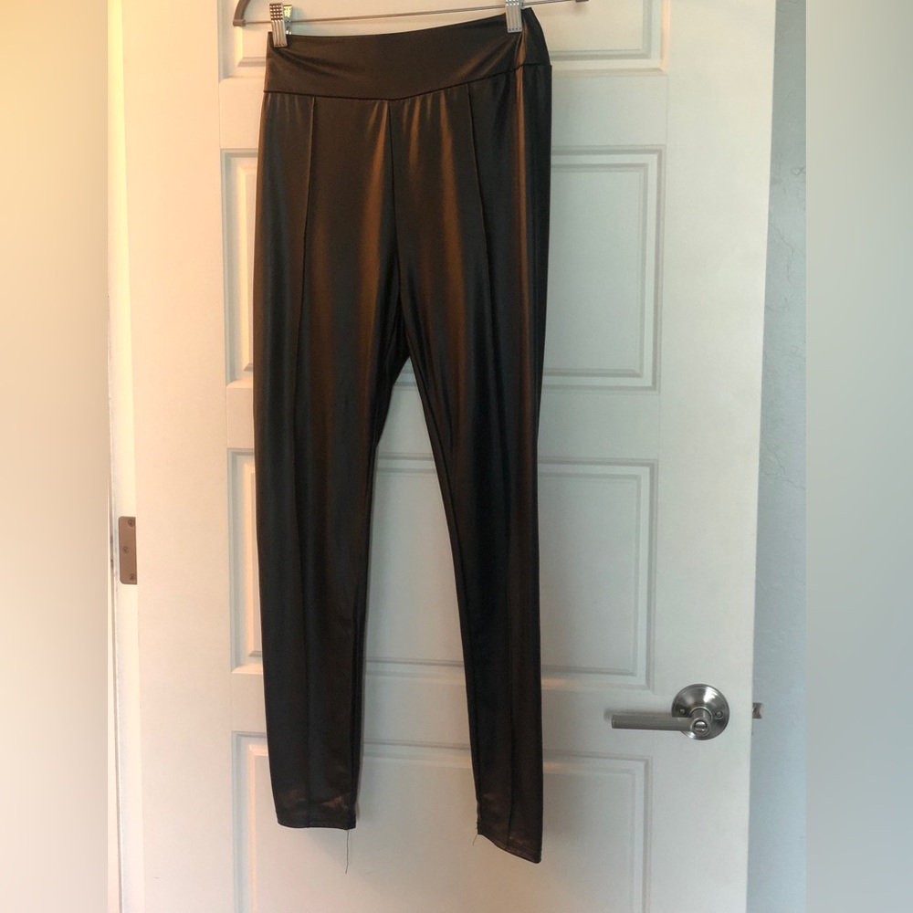 Black faux leather leggings